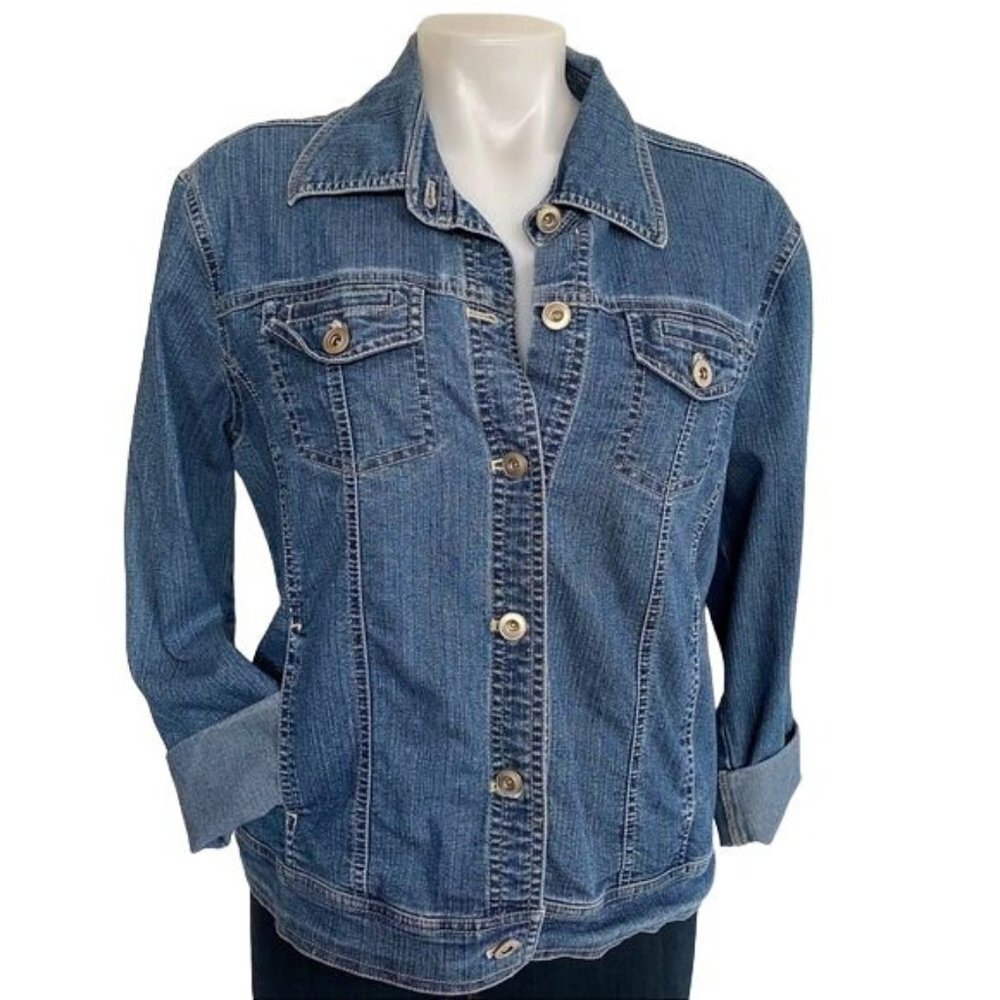 Vintage Erika Denim Jacket Blue Jean Button Down Jacket Size S - Picture 3 of 7